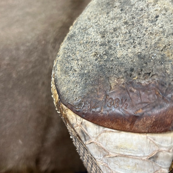 Devi Kroell Python High Heel Mule Cutout Slingback Sandal Stacked Peep Toe - Picture 10 of 11